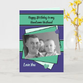 Carte Mari violet menthe vert d'anniversaire photo salua (Fleur jaune)
