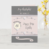 Carte Mari vous aime diamant 60e anniversaire rose (Fleur jaune)