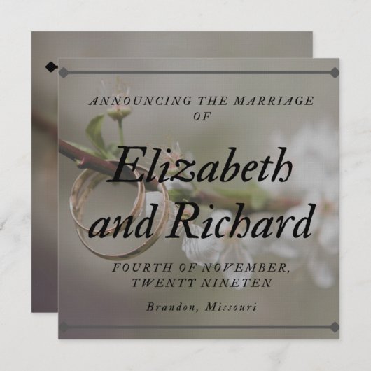 Carte mariage (Devant / Derrière)