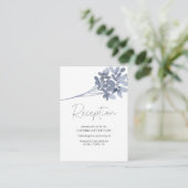 Carte Mariage à fleurs bleu foncé (Debout devant)