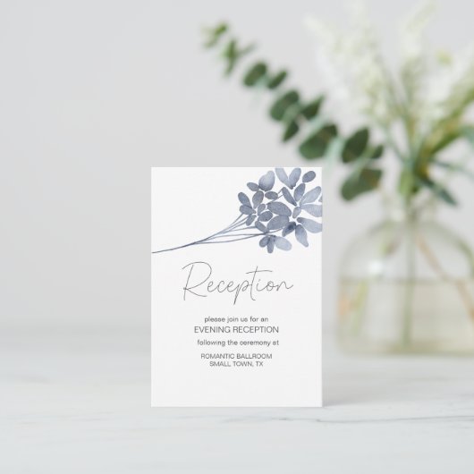 Carte Mariage à fleurs bleu foncé (Debout devant)