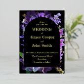 Carte mariage à fleurs violettes (Debout devant)