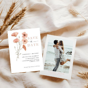 Carte Mariage à la fleur d'orange de pavot Enregistrer l
