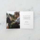 Carte Mariage à la main élégant 2 Merci photo (Intérieur)