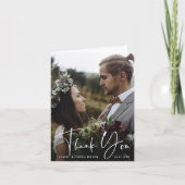 Carte Mariage à la main élégant 2 Merci photo (Devant)