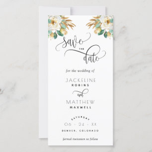 Carte Mariage à la moutarde blanche Sauvez la date Signe
