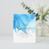 Carte Mariage à l'aquarelle bleu aqua tendance (Debout devant)
