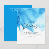 Carte Mariage à l'aquarelle bleu aqua tendance (Devant / Derrière)