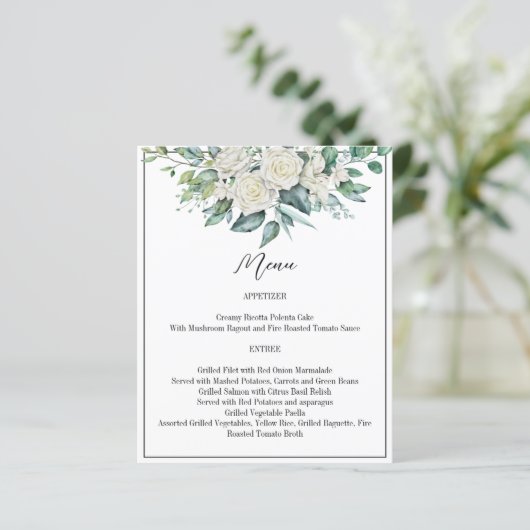 Carte mariage à l'eucalyptus blanc vert (Debout devant)