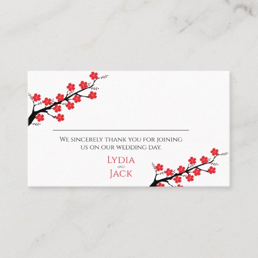 Carte Mariage à thème Red Cherry Blossom (Devant)