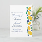Carte Mariage Abstrait Botanique De Citron Dessiné À La (Debout devant)