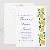 Carte Mariage Abstrait Botanique De Citron Dessiné À La (Devant / Derrière)