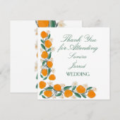 Carte Mariage Abstrait botanique orange dessiné à la mai (Devant / Derrière)