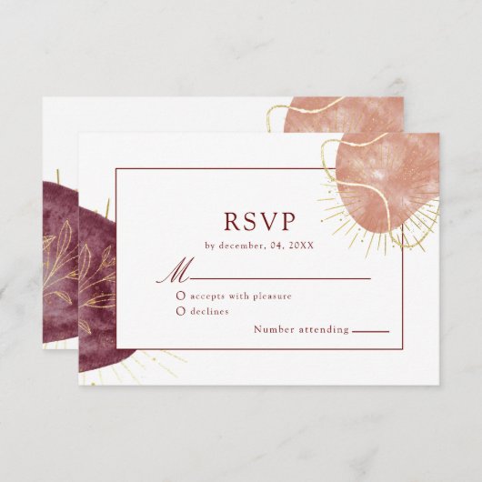Carte Mariage Abstrait de forme d'aquarelle RSVP (Devant / Derrière)