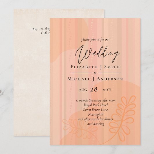 Carte Mariage Abstrait moderne scandinave japonais (Devant / Derrière)