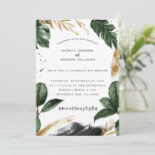 Carte Mariage abstrait tropical moderne peint (Debout devant)