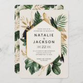 Carte Mariage abstrait tropical moderne peint (Devant / Derrière)