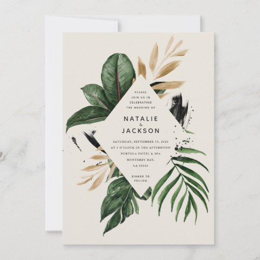 Carte Mariage abstrait tropical moderne peint (Devant)