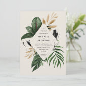 Carte Mariage abstrait tropical moderne peint (Debout devant)