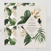 Carte Mariage abstrait tropical moderne peint (Devant / Derrière)