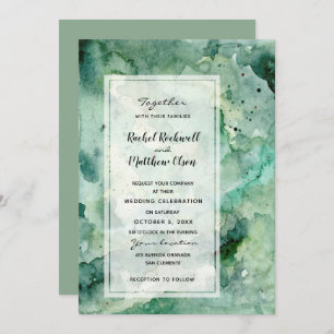 Carte Mariage Abstrait vert d'eau moderne invite