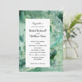 Carte Mariage Abstrait vert d'eau moderne invite (Debout devant)