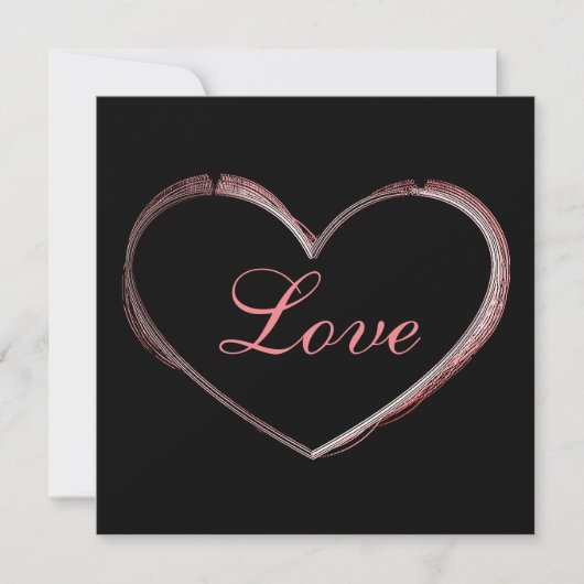 Carte Mariage Amour Calligraphie Gris Cœur Tendance (Devant)