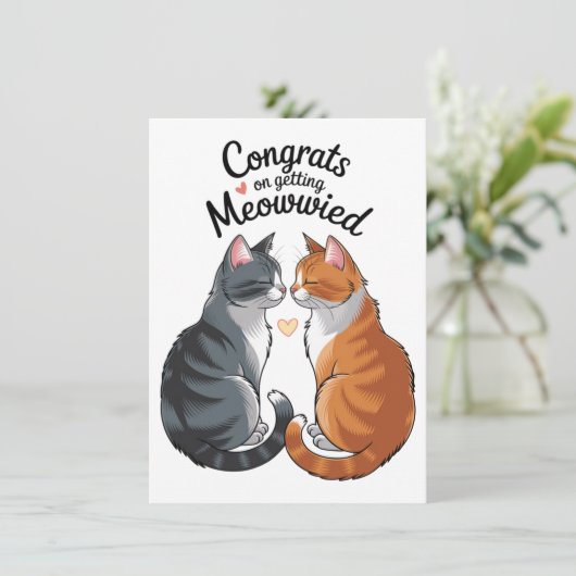 Carte Mariage Amoureux des chats gentil Félicitations Fi (Debout devant)