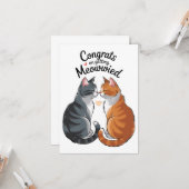Carte Mariage Amoureux des chats gentil Félicitations Fi (Devant/Arrière en situation)