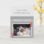 Carte Mariage Anniversaire Gris Argent 25 ans photo (Fleur jaune)