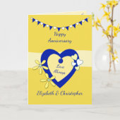 Carte Mariage Anniversaire jaune avec le lapin et les co (Fleur jaune)