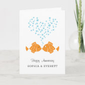 Carte Mariage Anniversaire Marié Couple Coeur Poisson (Devant)