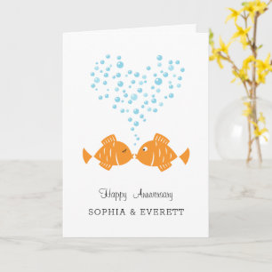 Carte Mariage Anniversaire Marié Couple Coeur Poisson