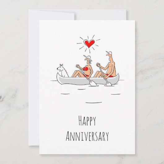 Carte Mariage Anniversaire Marié Couple Heart Canoe (Devant)