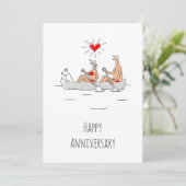 Carte Mariage Anniversaire Marié Couple Heart Canoe (Debout devant)