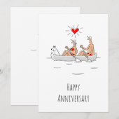 Carte Mariage Anniversaire Marié Couple Heart Canoe (Devant / Derrière)