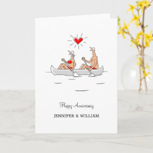 Carte Mariage Anniversaire Marié Couple Heart Canoe
