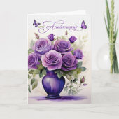 Carte Mariage Anniversaire Purple Roses et papillons (Devant)