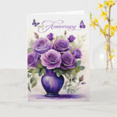 Carte Mariage Anniversaire Purple Roses et papillons (Fleur jaune)