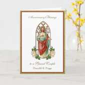 Carte Mariage Anniversaire Religieux Sacré Coeur Jésus (Fleur jaune)