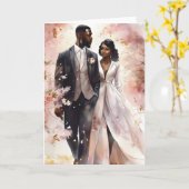 Carte Mariage Anniversaire Valentine Black Couple Card (Fleur jaune)