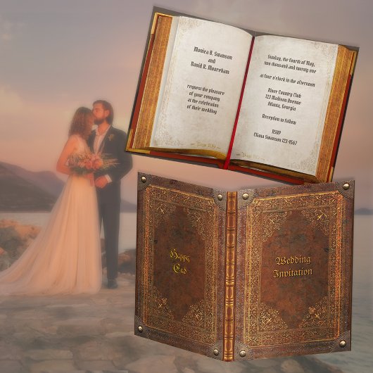 Carte Mariage Antique Book (personnalisable)