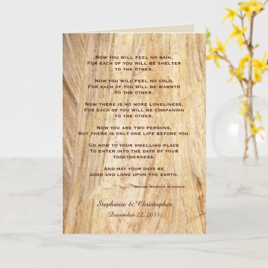 Carte Mariage Apache Bénédiction Sentiment Pas De Pluie  (Fleur jaune)