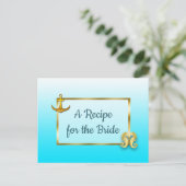 Carte mariage Aqua Blue & Gold Seahorse Recette (Debout devant)