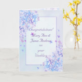 Carte Mariage Aquarelle bleu violet Lilac (Fleur jaune)