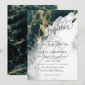 Carte MARIAGE | Aquarelle Sapphire Turquoise BarefootBri (Devant / Derrière)