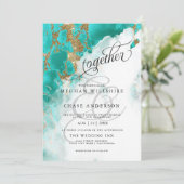 Carte MARIAGE | Aquarelle turquoise BarefootBride™ (Debout devant)