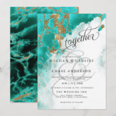 Carte MARIAGE | Aquarelle turquoise BarefootBride™ (Devant / Derrière)