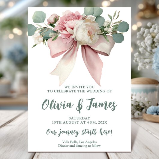 Carte mariage arc rose floral