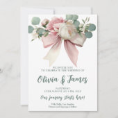 Carte mariage arc rose floral (Devant)